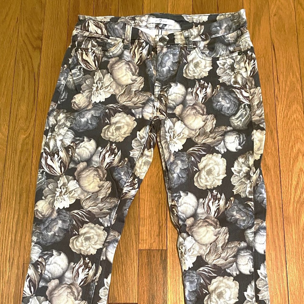 7 For All Mankind Floral Ankle Length Skinny Jeans Size 29